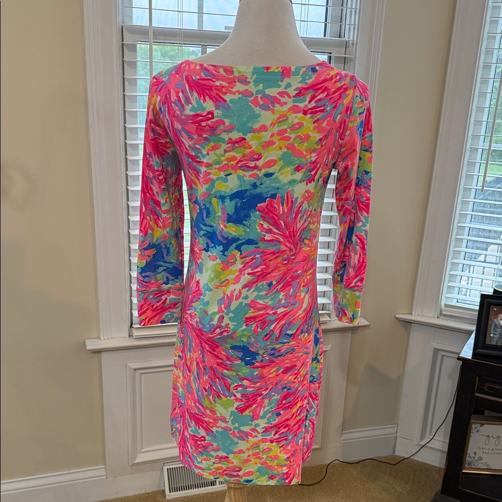 Lilly Pulitzer Pink Multi-Color Long Sleeve Shift Dress - Picture 2 of 4